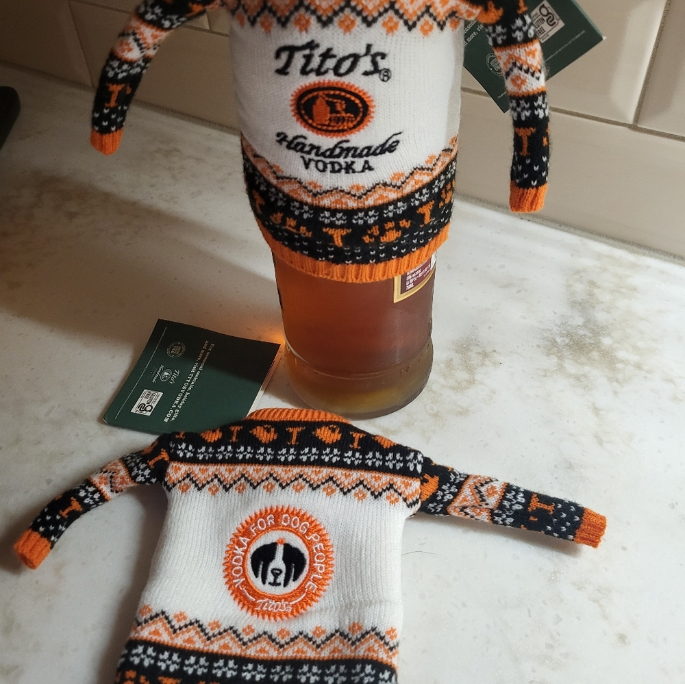Bottle sweaters. For wine, soda, titos. Dog Lovers.